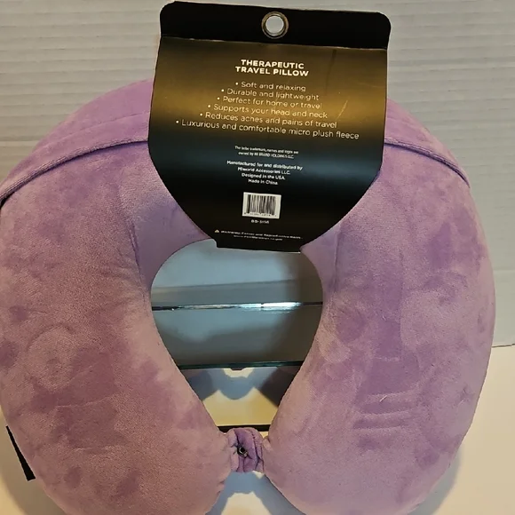 Bebe Purple Therapeutic Travel Pillow with matching luggage Tags.. - Picture 4 of 6